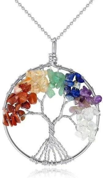Lucky Star Jewelry Halskette Lebensbaum Chakra, Zirkonia, Silber, 40 cm - Bild 1