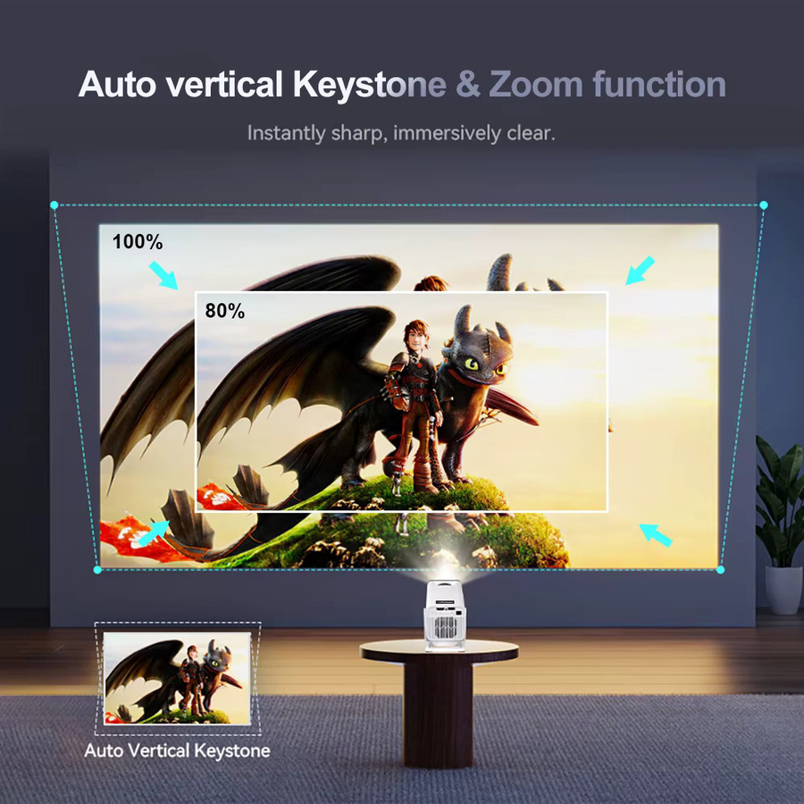 PROGAGA PG310 Smart Projektor mit WiFi6 und Bluetooth 5.4, Full HD Native 720P, 4K Unterstützung, 300 ANSI Lumen, Android Betriebssystem, Weiß - Bild 4