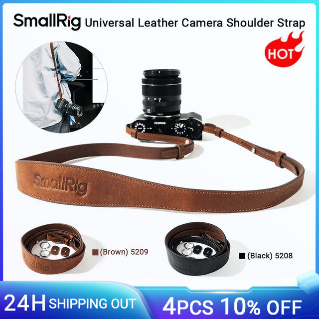 SmallRig Universal-Kamera-Schultergurt aus Leder mit O-Ring für SONY, Nikon und DSLR-Kameras, Braun/Schwarz - Bild 1