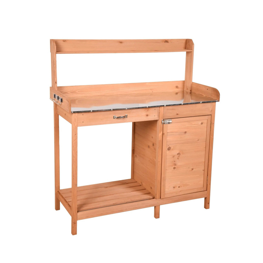 DELUKE Pflanztisch MITA aus Spießtanne mit Unterschrank in Natur und brauner Optik, B/T/H: 125 x 45,5 x 45,5 cm - Bild 2