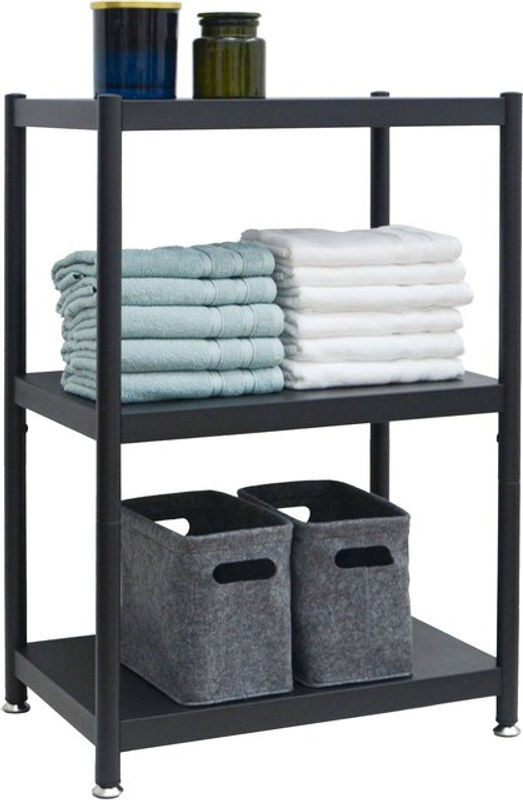 Industrial Design Metallregal in Schwarz mit 3 Ebenen, B/T/H: 61 x 41 x 90 cm - Bild 1