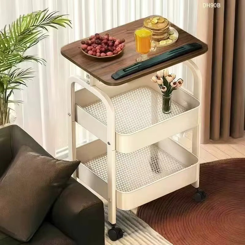 LIUSHADUOLA Aufbewahrungswagen mit Rädern als mobiles Snackregal, Nachttisch oder Couchtisch in Weiß - Bild 2