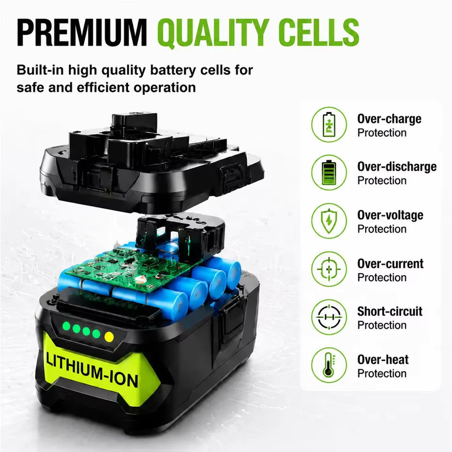 RYOBI 18V Lithium-Ionen-Akku One+ Plus 8000mAh in Schwarz für Elektrowerkzeuge - Bild 4