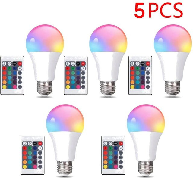 BC Electrical Appliances RGB LED Glühbirne E27 mit Fernbedienung und Smart Life App Steuerung, dimmbar, Mehrfarbig - Bild 1