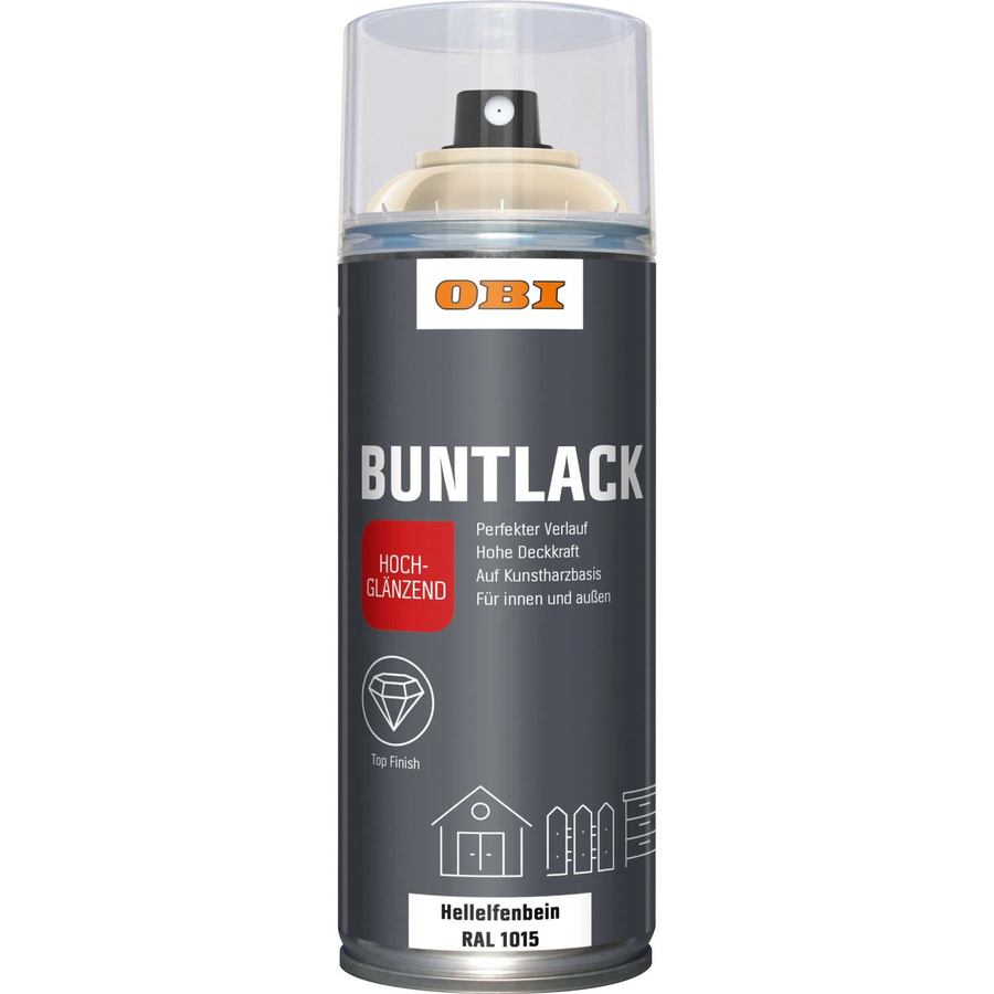 OBI Buntlack Spray RAL 1015 Hellelfenbein Beige hochglänzend 400 ml - Bild 2