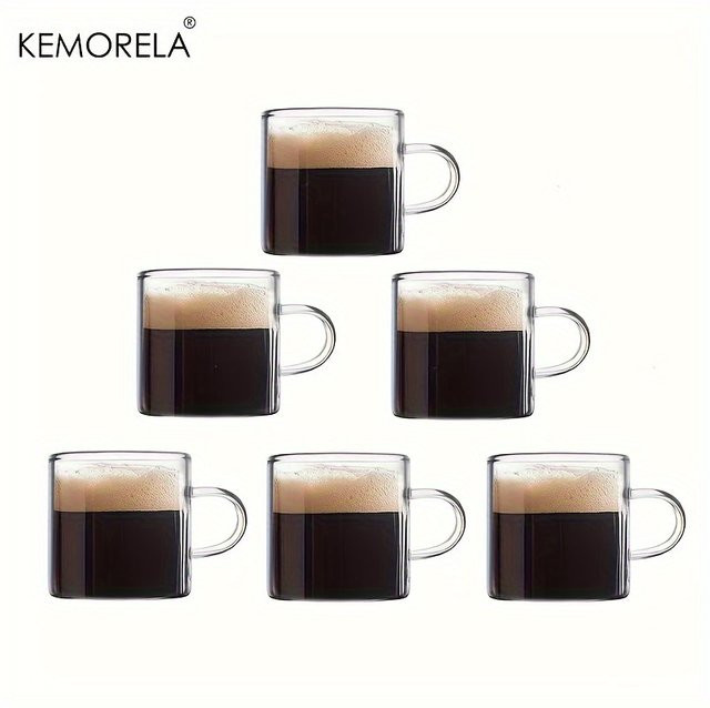 KEMORELA Espressotassen aus Glas, 6er Set, transparent, 120 ml, mikrowellengeeignet - Bild 1