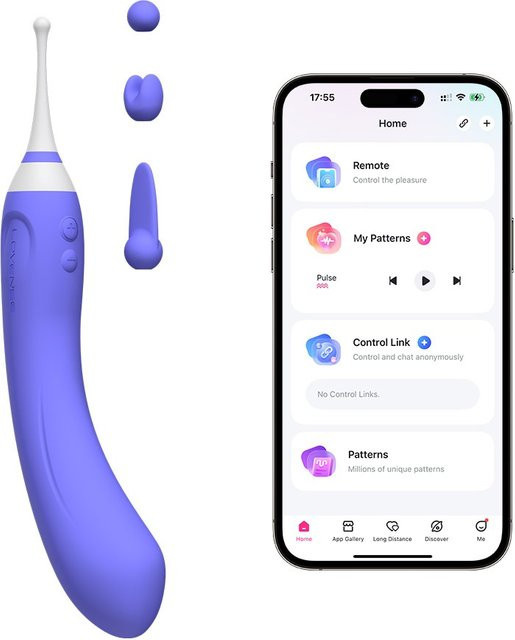 Lovense Vibrator Hyphy in Blau und Lila inklusive 3 Aufsätzen - Bild 1