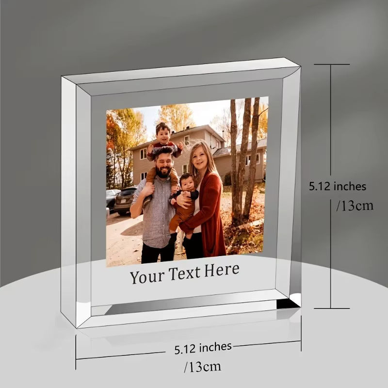 Personalisierter Bohemian 2D Flacher Acryl-Fotoblock Hello Young mit individuellem Text und Buchstaben, Dekoration in Weiß und Transparent, B/T/H: 13,0 x 13,0 x 1,0 cm - Bild 2