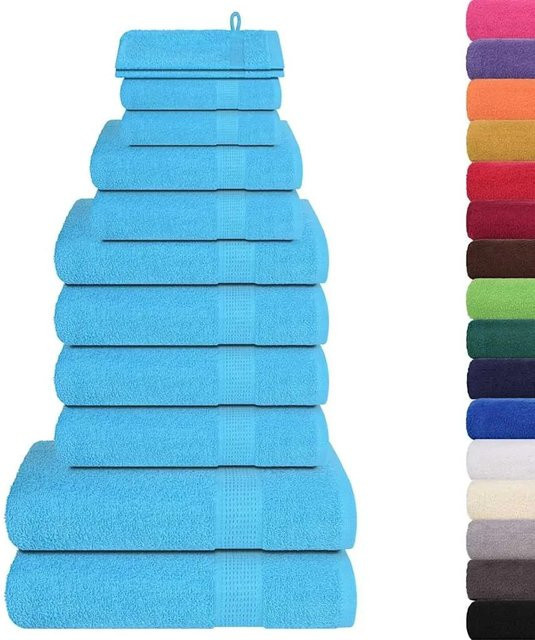 vidaXL 12-teiliges Handtuch-Set aus 100% Baumwolle in Türkis mit 360 g/m² - Bild 1