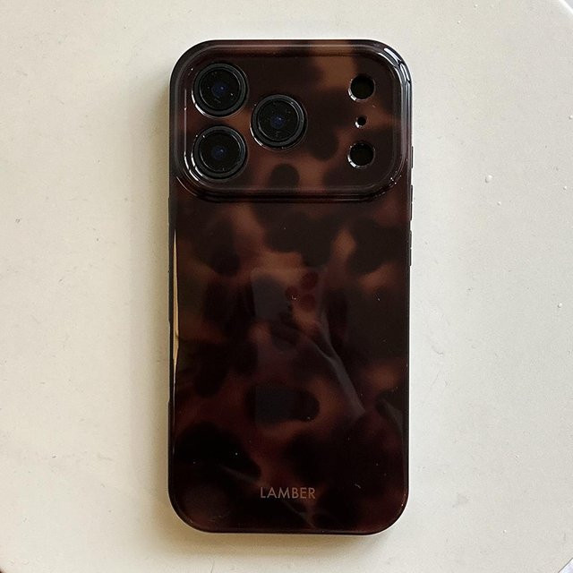 YULIN Handyhülle im Koreanischen INS Stil mit Bernstein-Rückseite für iPhone 11 bis iPhone 17 Pro Max, Farbe: Braun, Stoßfeste Schutzhülle - Bild 1