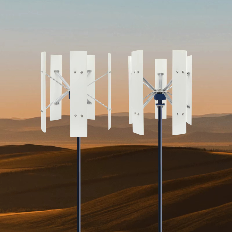 Bymaocar 5-Blatt Vertikale Windturbine 100W 12V/24V in Weiß mit niedriger Anlaufwindgeschwindigkeit IP67 leise VAWT für Haus, Wohnmobil und Straßenbeleuchtung B: 80,0 cm, T: 75,0 cm - Bild 3