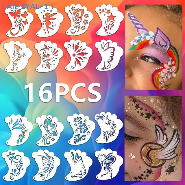 JETTING Gesichtsmalerei-Tattoo-Schablonen-Set, 16-teilig, Unisex - Bild 1