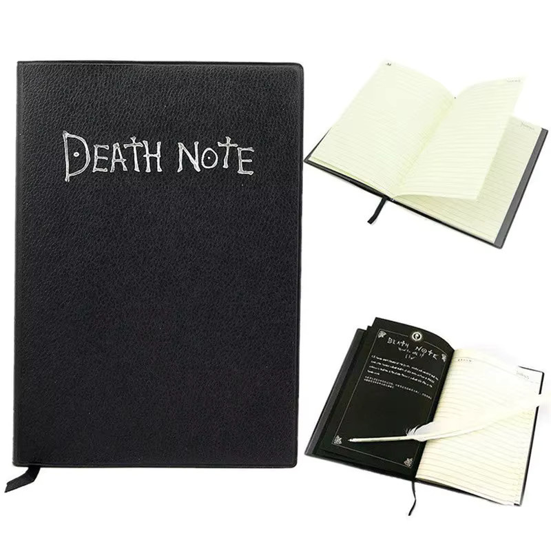 Coliky Death Note Notizbuch-Set aus schwarzem Kunstleder mit Hardcover und linierten Seiten - Bild 4