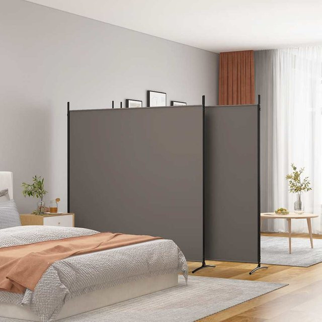 Vidaxl Paravent 4-teilig als Raumtrennung aus Stoff in Anthrazit, Höhe: 180 cm - Bild 1