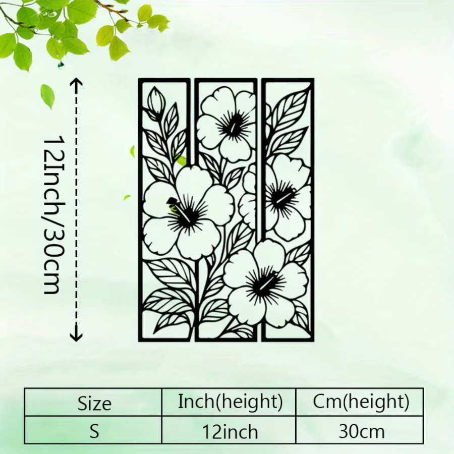 CIFBUY Wanddekoration aus Metall mit Blumenmotiv in Schwarz, 3D-Floral-Design im Industrial-Stil, B/H: 30,48 x 30,48 cm - Bild 2