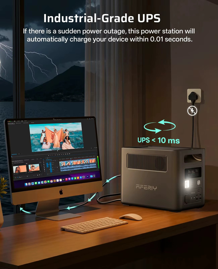 AFERIY P180 Tragbare Powerstation 1800W Solargenerator mit 1024Wh LiFePO4-Akku in Schwarz und Grau für Outdoor-Camping und mobile Stromversorgung - Bild 4