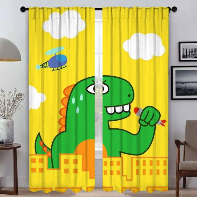 2er-Set Moskitonetze mit Dinosaurier-Motiv aus Tüll für Fenster und Schlafzimmer, Breite: 50 cm, Höhe: 70 cm, Mehrfarbig - Bild 1