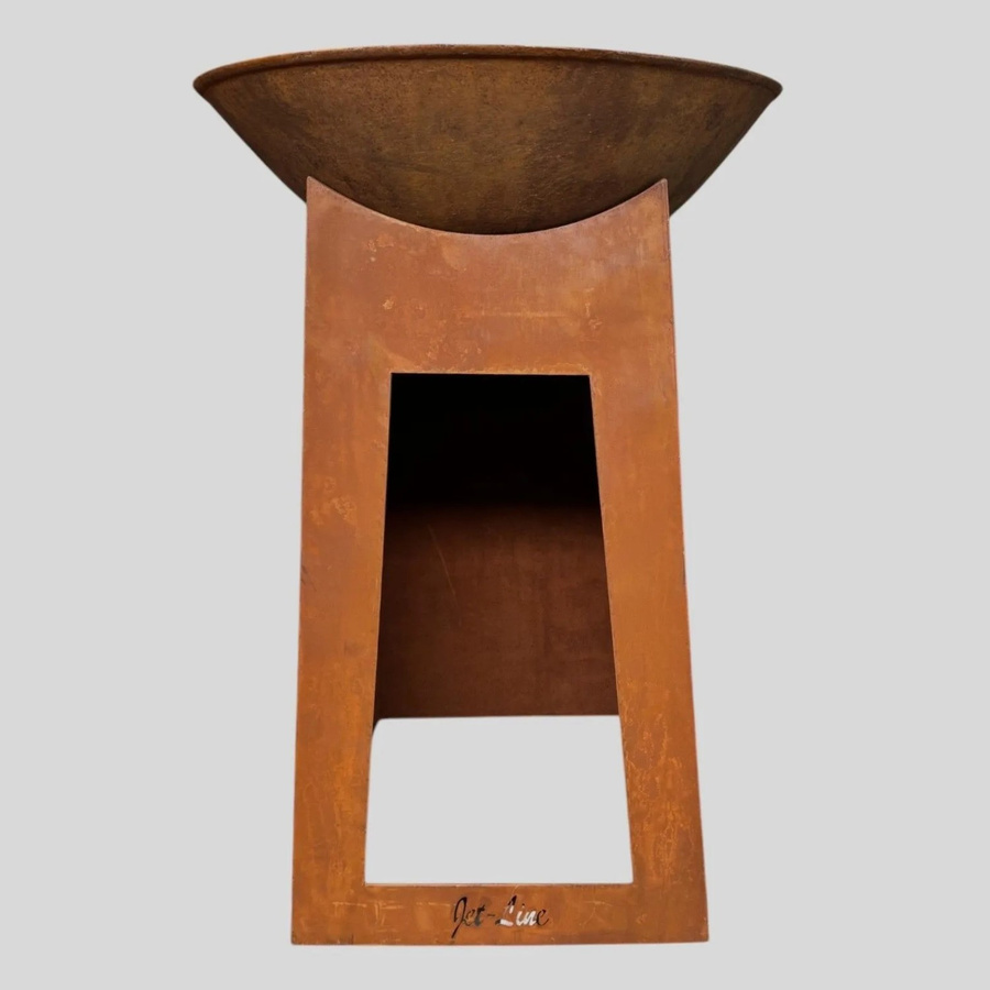 Jet-Line Feuersäule Cambridge mit Feuerschale und Holzlagermöglichkeit in Rostbraun, H x B x T: 110 x 72 x 72 cm - Bild 2