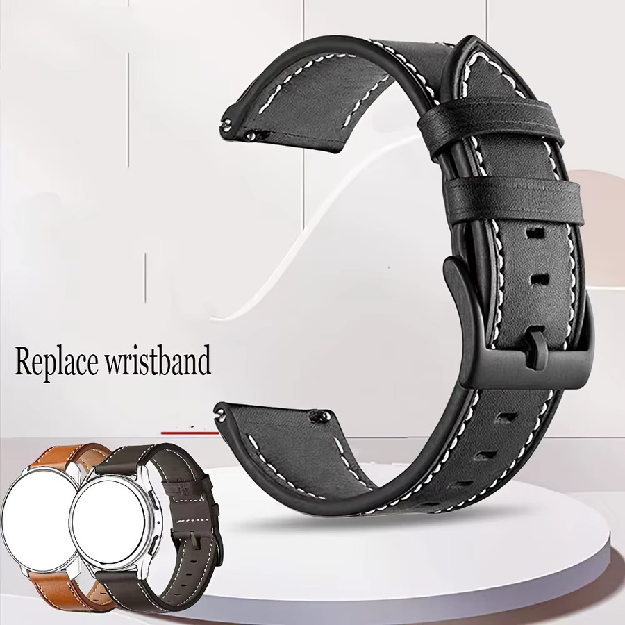Uhrenarmband Kunstleder, Schwarz, Unisex, 22 20 mm - Bild 3