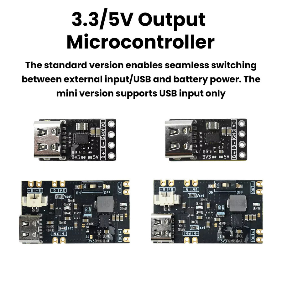 Gaqqee UPS Unterbrechungsfreie Stromversorgung Modul mit 3,3V/5V Ausgang, 1A/1,5A Lithium-Batterie-Lademodul und Typ-C Anschluss, Schwarz - Bild 2