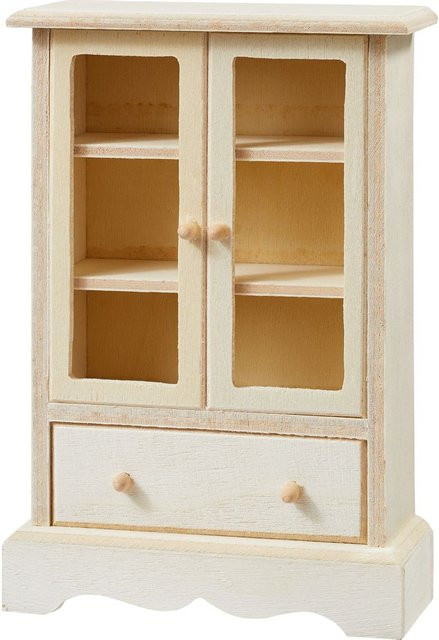 HobbyFun Miniatur Vitrine aus Holz in Beige für Tabletop - Bild 1