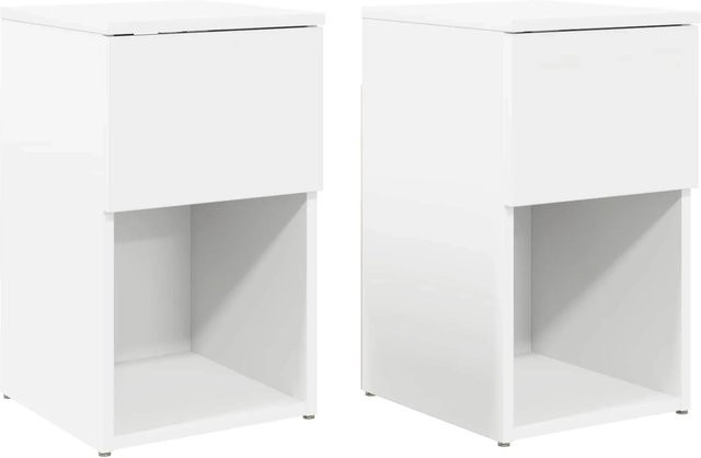 vidaXL Bettschrank 2er Set Weiß aus MDF in modernem Design B/T/H: 29 x 31,5 x 49 cm - Bild 1