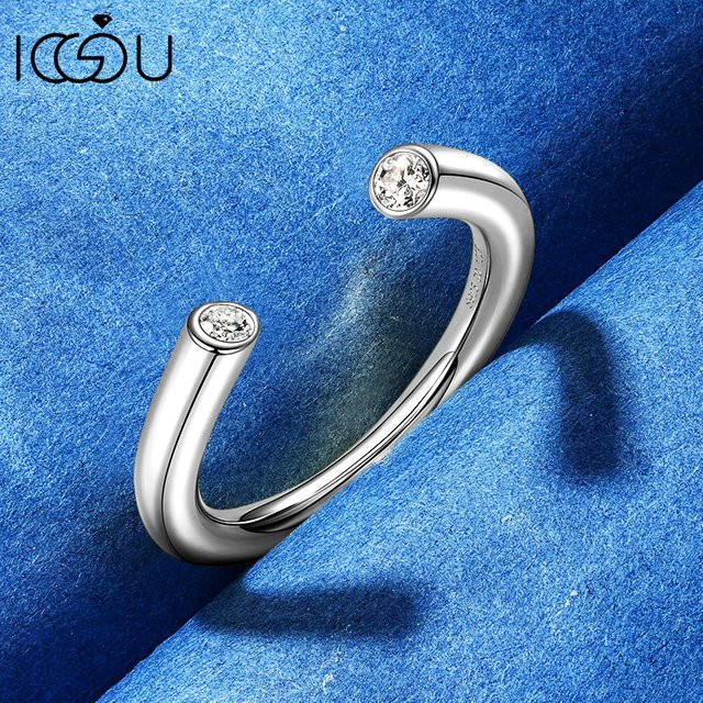 IOGOU Offener Ring, 925 Silber, Diamant, Damen - Bild 1