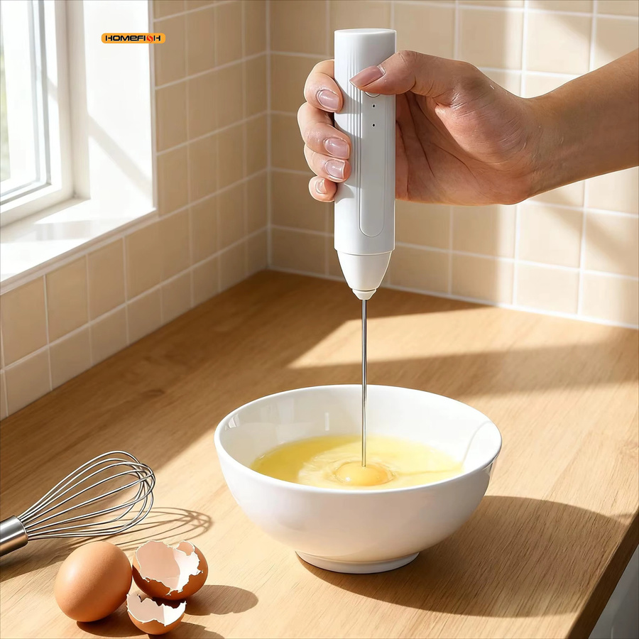 XIADYINJIA Elektrischer Eierschläger und Milchmixer in Weiß mit 3 Stufen für Kaffee und Backen - Bild 3