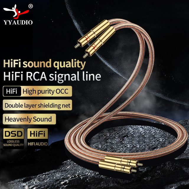 YYAUDIO Hifi High-End OCC Audiokabel mit vergoldeten RCA-Steckern für CD-Player und Verstärker - Bild 1