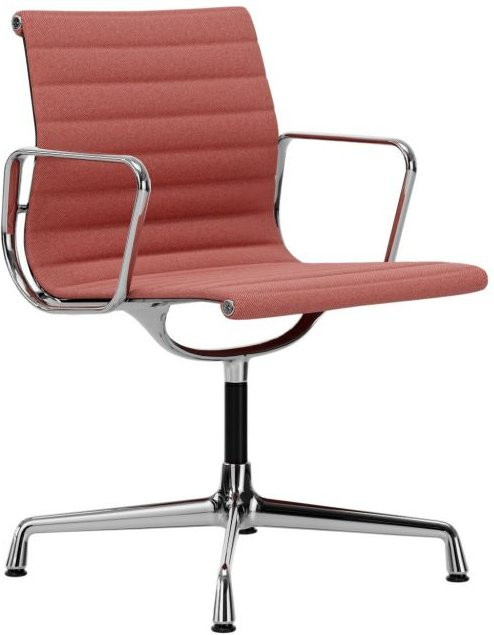 Vitra Aluminium Chair EA 104 mit Armlehnen in Rot und Hopsak Stoff als Drehstuhl - Bild 1