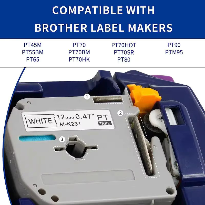 Brother MK231 Etikettenband Schwarz auf Transparent, kompatibel mit P-Touch PT65 PT70 PT85 PT90 PT80 PT100 PT131 PT631 - Bild 2