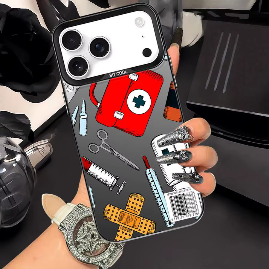 Softshell Handyhülle im Krankenschwester-Medizin-Design für iPhone 14 15 16 17 Pro Max Multicolor - Bild 3