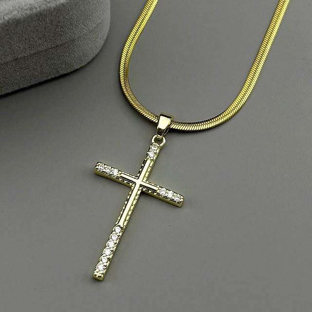 JYTF Halskette, Zirkonia, Edelstahl, Gold, Unisex - Bild 1