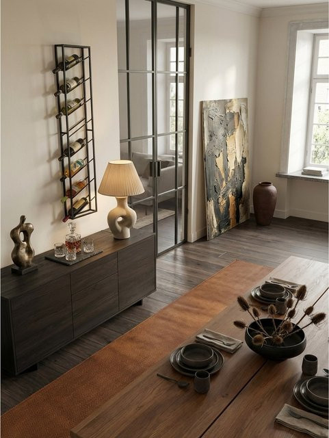 KADIMA DESIGN Weinregal aus Metall in Schwarz, Wandmontage, B: 36 cm, T: 8 cm, H: 150 cm - Bild 1