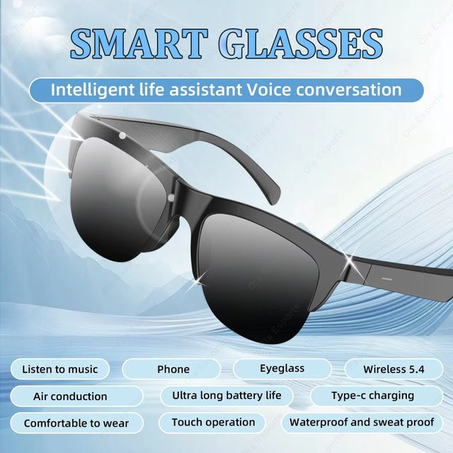 Ola Esporte Smart-Brille V5.3 mit Bluetooth, Musikplayer und UV-Schutz, schwarze Sport-Sonnenbrille für Damen und Herren - Bild 1
