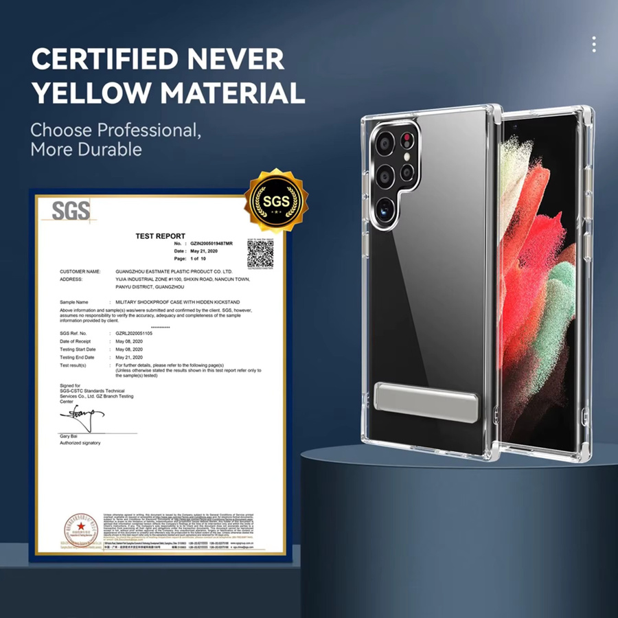 UYUXIO Kristallklare Handyhülle mit integriertem Ständer für Samsung Galaxy S25, S24, S23 Ultra und S22 Plus, Farbe: transparent - Bild 5