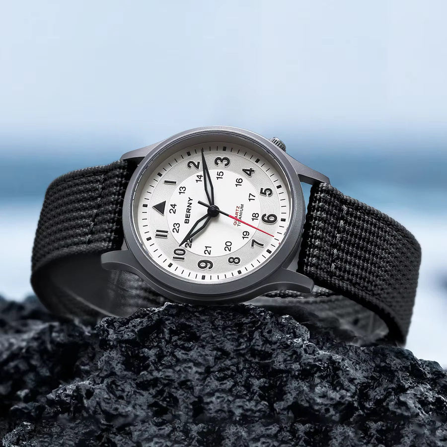BERNY Armbanduhr Titan, Quarz, Textil/NATO, Herren, 5 ATM - Bild 4