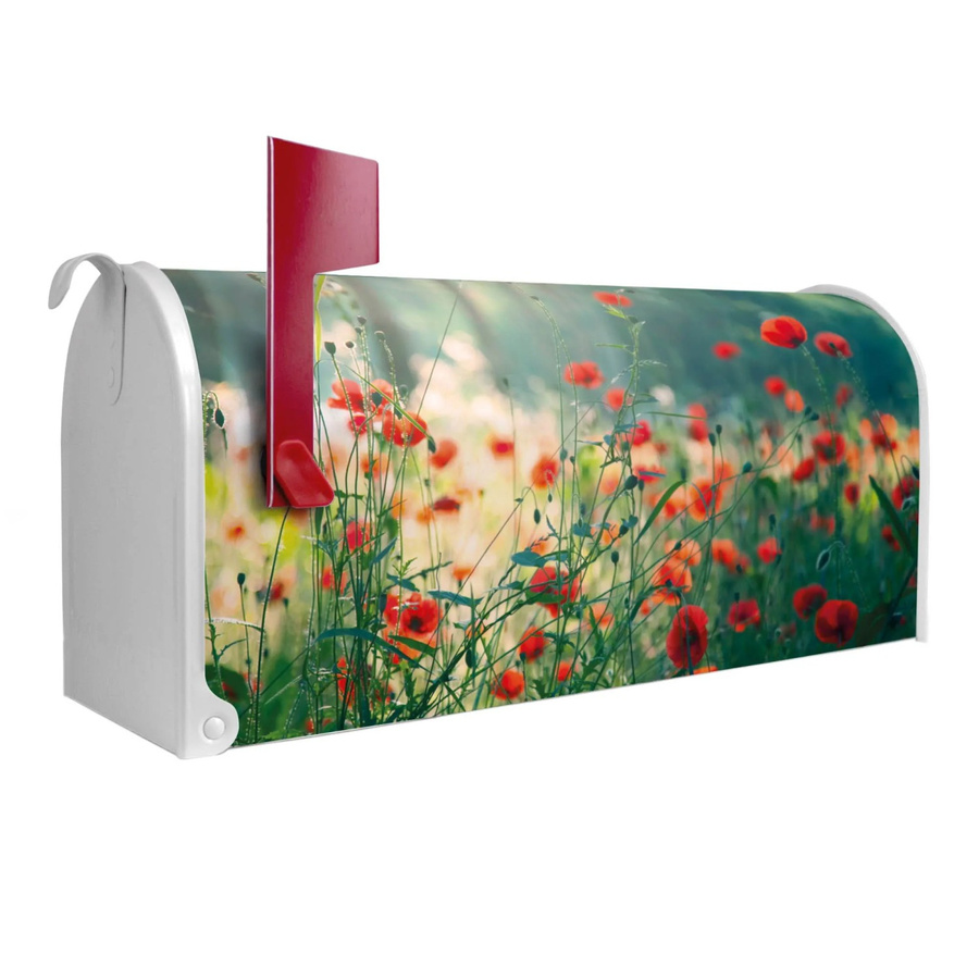 Banjado Amerikanischer Briefkasten Weiß mit Waldmohn Motiv, B/H/T: 48 x 22 x 16 cm - Bild 2