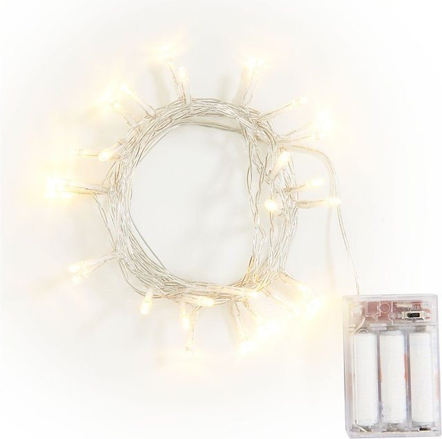 VBS Mini-LED-Lichterkette mit 30 LEDs und Timer in Transparent/Weiß für Weihnachten - Bild 1