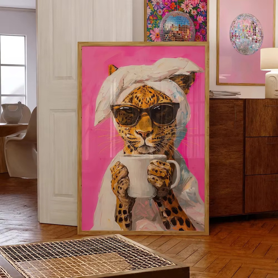 Modernes Leoparden-Leinwandposter von SHENCHEN in Bunt als dekorative Wandmalerei mit Animal Print - Bild 2