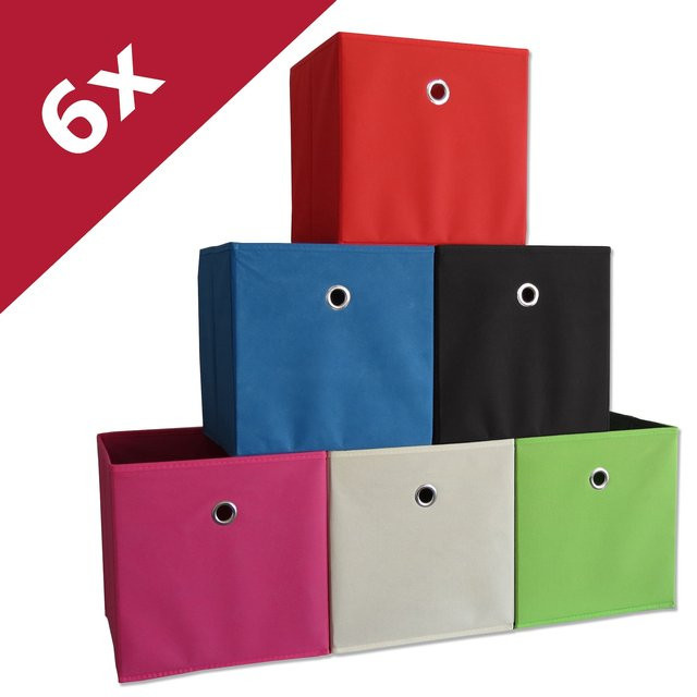 6er Set VCM Faltboxen aus Stoff in Multicolour, klappbare Regalboxen, H x B x T: 28 x 27 x 27 cm - Bild 1
