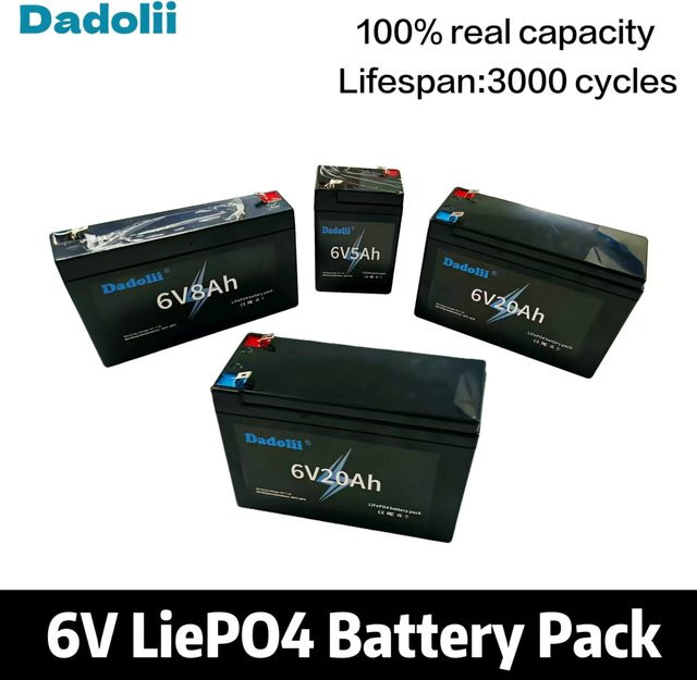 Dadolii LiFePO4-Akku 6 V in Schwarz für Elektroautos, Spielzeugautos, Motorräder und Kinderwagen - Bild 1