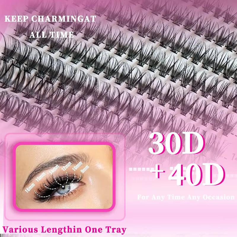 MIAOJIE Wimpernverlängerungsset, 640 Stück, D-Locken, 8–16 mm, Black - Bild 3