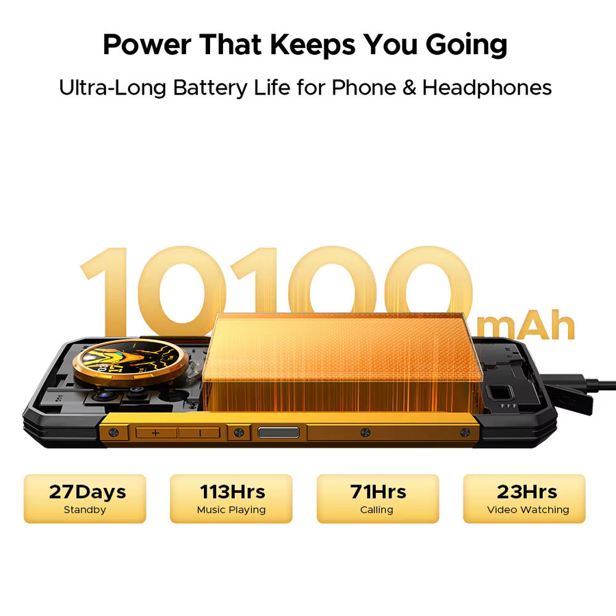 Doogee S200 X Robustes 5G Smartphone mit Android 16, 512 GB Speicher, 48 GB RAM, 10100 mAh Akku und 100 MP Kamera in Schwarz - Bild 3