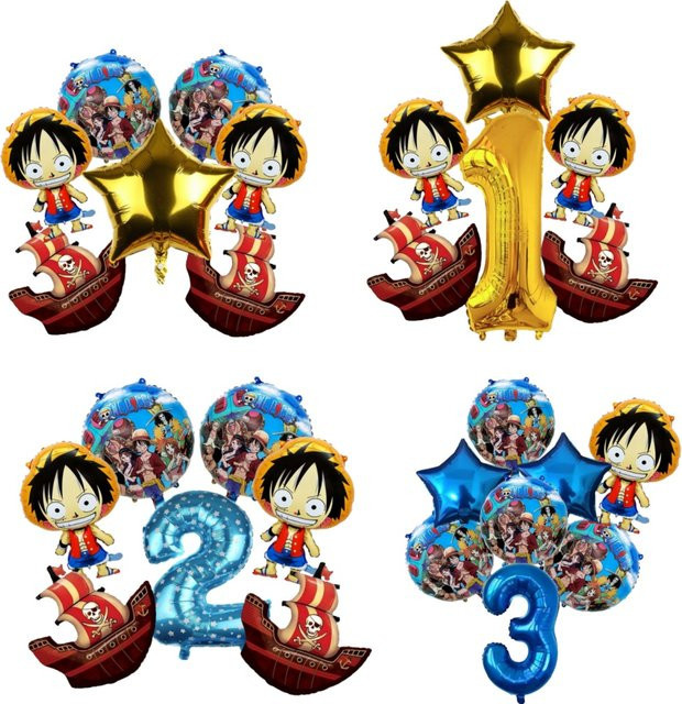 Bandai One Piece Luffy Folienballons Set für Geburtstag und Party mit Zahlenballons 32 Zoll - Bild 1