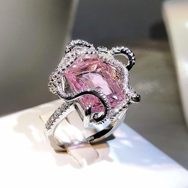 YIRAN Jewelry Ring, Kupfer, Rosa Saphir, Zirkonia, Damen - Bild 1