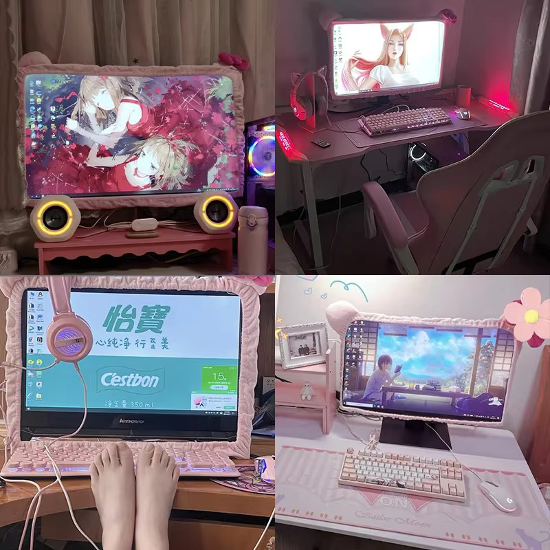 Staubdichte dekorative Schutzhülle für Computer und Notebook-Monitore in Pink - Bild 5