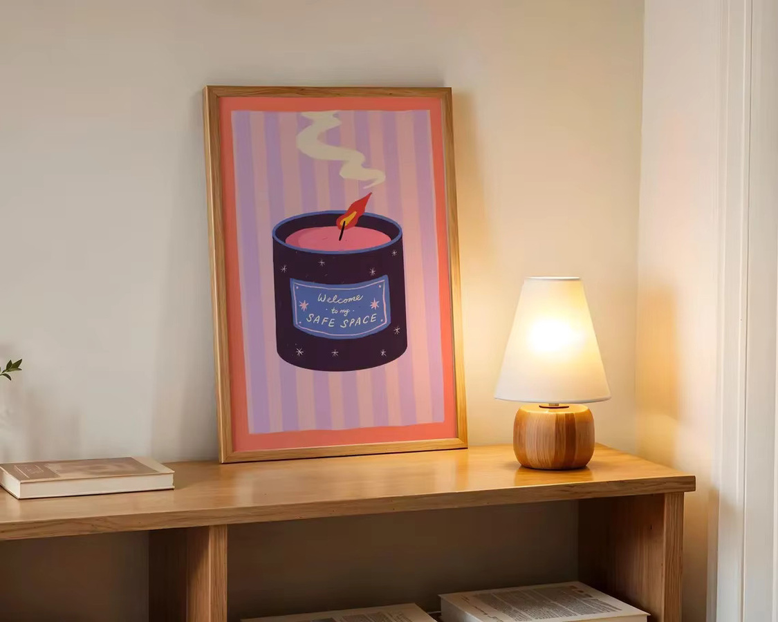 SHENCHEN Wandposter Willkommen in meinem sicheren Raum Kerzen-Print in Multicolour als Boho Meditationsdekoration - Bild 2