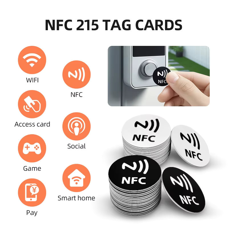 SZGHR Programmierbarer NFC-Tag NTAG215 13,56 MHz Universal Smart Devices NFC-Chipaufkleber 504 Bytes Personal Automation TagMo PVC-Münzanhänger in Schwarz - Bild 3