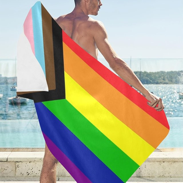 Schnelltrocknendes Pride Day Regenbogen Strandtuch von JMG Household Supplies, Mehrfarbig, B x L: 150 x 220 cm - Bild 1